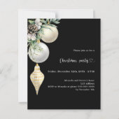 ブラック金ゴールドホワイトボードクリスマスクリスマスパーティの招待状 (正面)