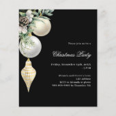 ブラック金ゴールドホワイトボードクリスマスクリスマスパーティの招待状 (正面)