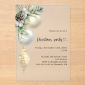 ブラック金ゴールドホワイトボードクリスマスパーティー霜 アクリル招待状 (正面)