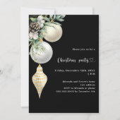 ブラック金ゴールドホワイトボードクリスマスパーティー 招待状 (正面)