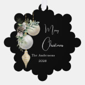 ブラック金ゴールドホワイトボードクリスマス オーナメントカード (正面)