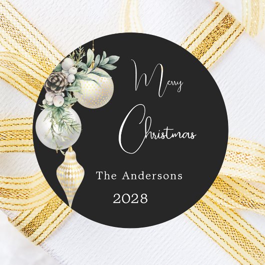 ブラック金ゴールドホワイトボードクリスマス ラウンドシール