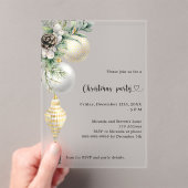 ブラック金ゴールドホワイトボーブルQRコードクリスマスパーティー アクリル招待状 (インサイチュ (ポータブル))