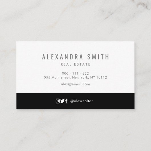 ブラック金ゴールドホワイトレトロ鍵実在エステート 名刺 (裏面)