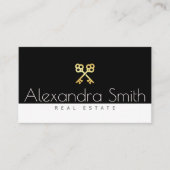 ブラック金ゴールドホワイトレトロ鍵実在エステート 名刺 (正面)