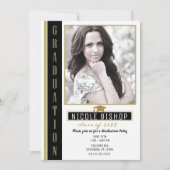 ブラック金ゴールドホワイト卒業パーティーの写真 招待状 (正面)