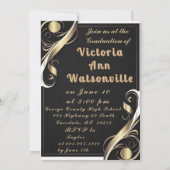 ブラック金ゴールドホワイト卒業2025 招待状 (裏面)