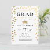 ブラック金ゴールドホワイト紙吹雪写真卒業パーティーI 招待状 (スタンド正面)