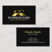 ブラック金ゴールドホーム建物建築 名刺 (正面/裏面)