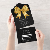 ブラック金ゴールドボウスウィート16 rsvp オールインワン招待状 (貼ってはがせる)