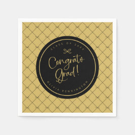 ブラック金ゴールドボウズおめでとう大学院卒業パーティー スタンダードカクテルナプキン