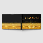 ブラック金ゴールドボウパーティーエレガント卒業パーティー ゲストブック (全面)