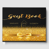 ブラック金ゴールドボウパーティーエレガント卒業パーティー ゲストブック (正面)