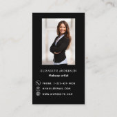 ブラック金ゴールドボウフォトQrコードソーシャルメディア 名刺 (裏面)