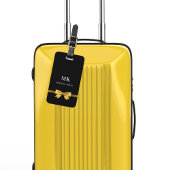 ブラック金ゴールドボウモノグラムイニシャル エレガント ラゲッジタグ