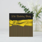 ブラック金ゴールドボウ女性50thバースデーパーティー 招待状 (スタンド正面)