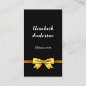 ブラック金ゴールドボウQrコードソーシャルメディア 名刺 (正面)