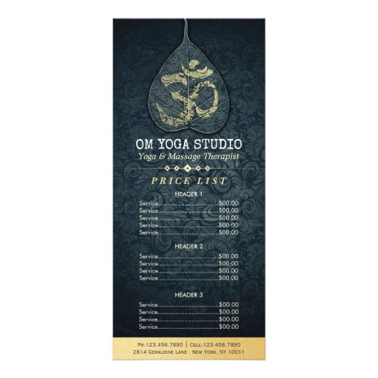 ブラック金ゴールドボディリーフOMシンボルYOGA価格表 ラックカード (正面)