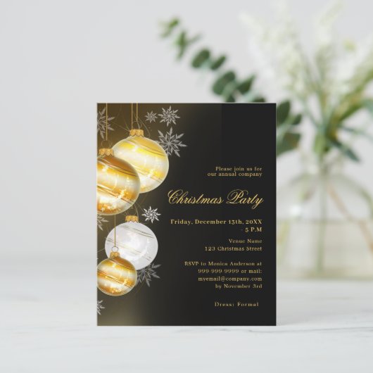 ブラック金ゴールドボーブルクリスマスパーティの招待状 (スタンド正面)