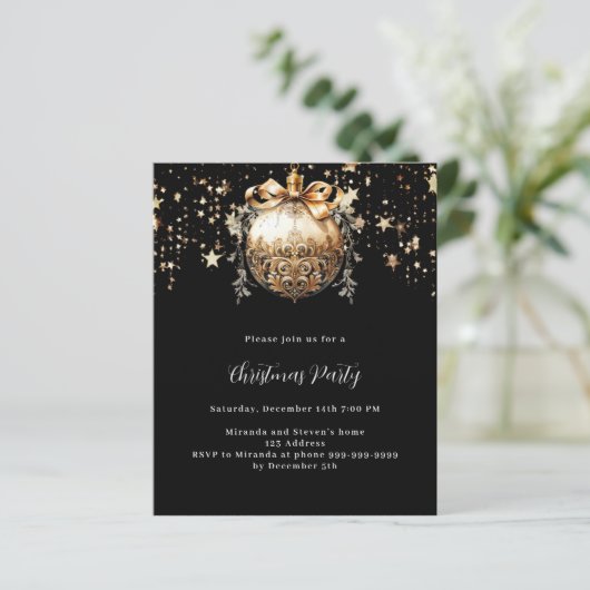 ブラック金ゴールドボーブルスタークリスマスパーティの招待状 (スタンド正面)