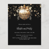 ブラック金ゴールドボーブルスタークリスマスパーティの招待状 (正面)