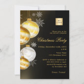 ブラック金ゴールドボーブル会社のロゴクリスマスパーティー 招待状 (正面)