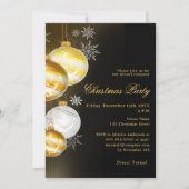 ブラック金ゴールドボーブル会社QRコードクリスマスパーティー 招待状 (正面)