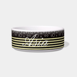 ブラック金ゴールドボーブル&ストライプペットボウル ボウル