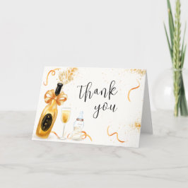 ブラック金ゴールドポピンボトルシャンパンベビーシャワー サンキューカード