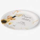 ブラック金ゴールドポピンボトルシャンパンベビーシャワー ペーパープレート (アングル)