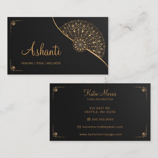 ブラック金ゴールドマエレガントダラ 名刺 (正面/裏面)