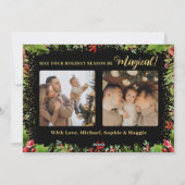 ブラック金ゴールドマジカルクリスマスホリーベリー3写真 シーズンカード (裏面)