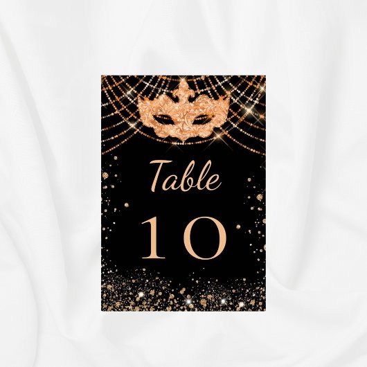 ブラック金ゴールドマスカレードグリッター テーブルナンバー
