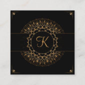 ブラック金ゴールドマンダラエレガントヨガインストラクター スクエア名刺 (正面)