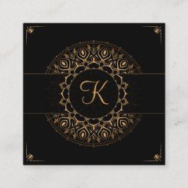 ブラック金ゴールドマンダラエレガントヨガインストラクター スクエア名刺