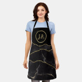 ブラック金ゴールドマーブルアガテグラム エプロン (着用した状態)
