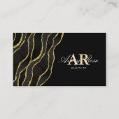ブラック金ゴールドマーブルゲート美容師美しい 名刺 (正面)