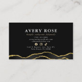 ブラック金ゴールドマーブルゲート美容師美しい 名刺 (裏面)