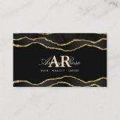 ブラック金ゴールドマーブルゲート美容師美しい 名刺 (正面)