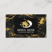 ブラック金ゴールドマーブルハウスキーピング清掃サービス 名刺 (裏面)