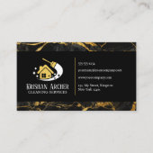 ブラック金ゴールドマーブルハウスキーピング清掃サービス 名刺 (正面)