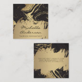 ブラック金ゴールドマーブルブラシ |金属金ゴールドブラシ スクエア名刺 (正面/裏面)
