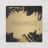 ブラック金ゴールドマーブルブラシ |金属金ゴールドブラシ スクエア名刺 (裏面)