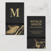 ブラック金ゴールドマーブルモノグラムレザー 名刺 (正面/裏面)