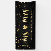 ブラック金ゴールドミセスブライダルシャワーバナー 横断幕 (縦)