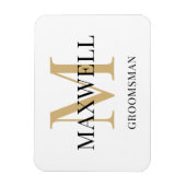 ブラック金ゴールドミニマリストグロムスマンカスタムモノグラム マグネット (縦)