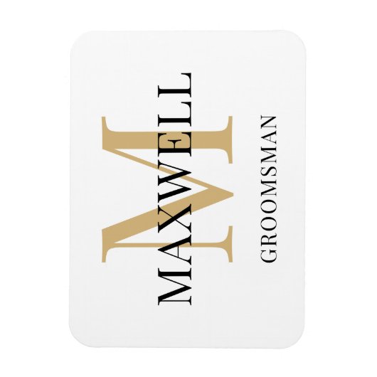 ブラック金ゴールドミニマリストグロムスマンカスタムモノグラム マグネット (縦)