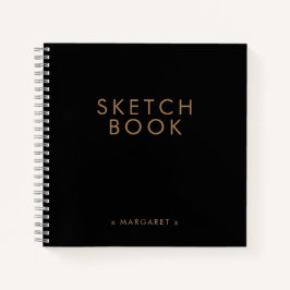 ブラック金ゴールドミニマリストパーソナライズされたSketchbook ノートブック
