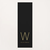 ブラック金ゴールドミニマリストモノグラム名 ヨガマット (正面)