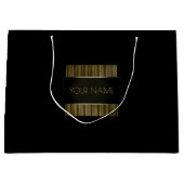 ブラック金ゴールドミニマルネームラグジュアリーブランディング美しい ラージペーパーバッグ (正面)